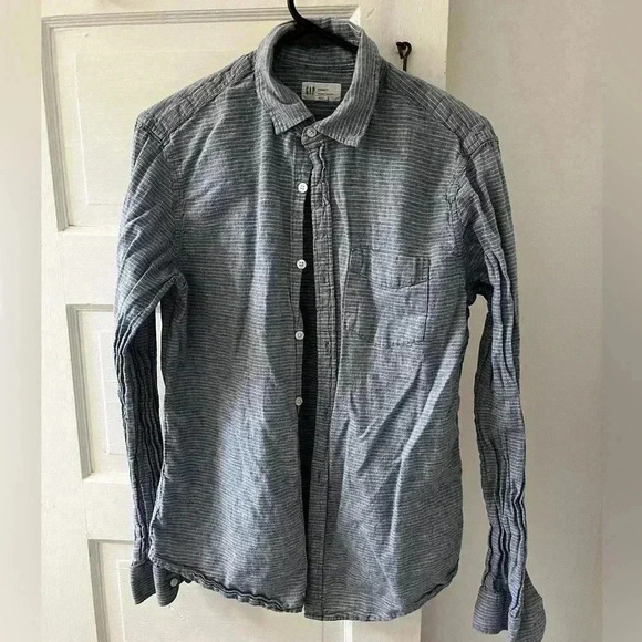 Gap blue striped standard fit button-down shirt - Picture 1 of 4